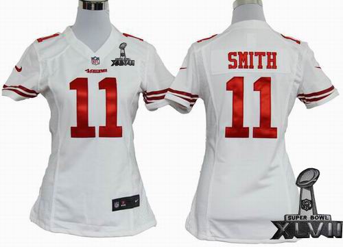 Women Nike San Francisco 49ers #11 Alex Smith White game 2013 Super Bowl XLVII Jersey