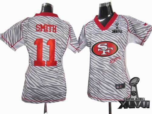 Women Nike San Francisco 49ers #11 Alex Smith Zebra Field Flirt Fashion 2013 Super Bowl XLVII Jersey
