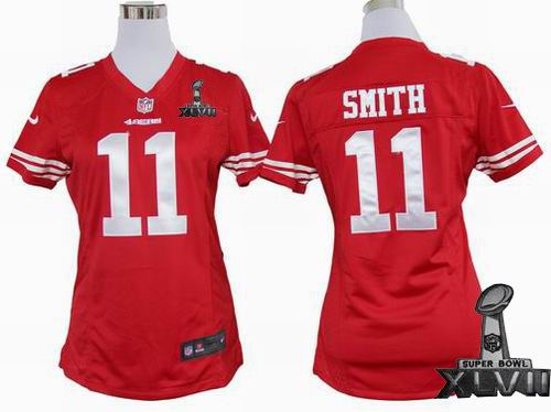 Women Nike San Francisco 49ers #11 Alex Smith red game 2013 Super Bowl XLVII Jersey