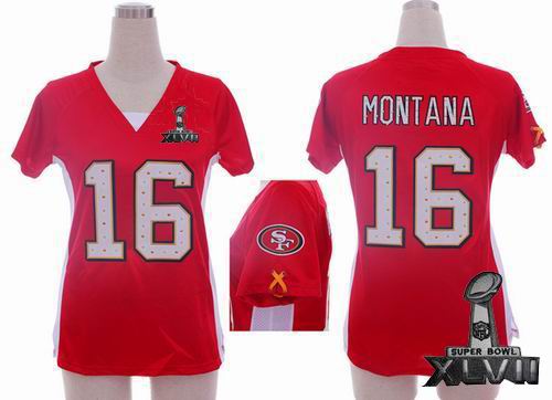 Women Nike San Francisco 49ers #16 Joe Montana red draft him ii top 2013 Super Bowl XLVII Jersey