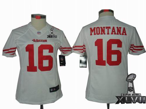 Women Nike San Francisco 49ers #16 Joe Montana white Limited 2013 Super Bowl XLVII Jersey