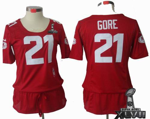 Women Nike San Francisco 49ers #21 Frank Gore Elite breast Cancer Awareness red 2013 Super Bowl XLVII Jersey