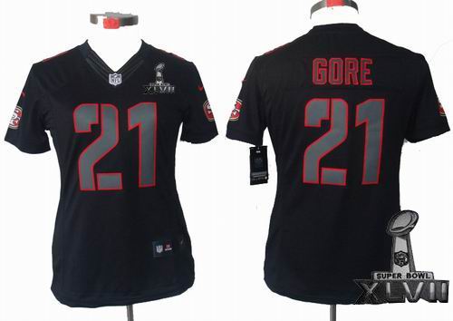 Women Nike San Francisco 49ers #21 Frank Gore black Impact Limited 2013 Super Bowl XLVII Jersey
