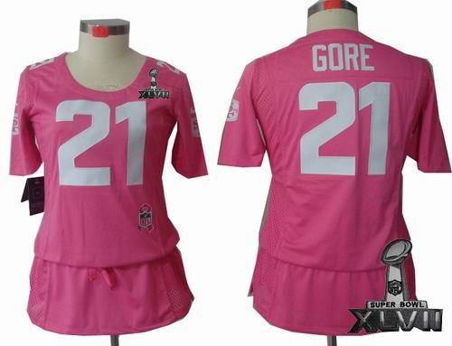 Women Nike San Francisco 49ers #21 Frank Gore pink Elite breast Cancer Awareness 2013 Super Bowl XLVII Jersey