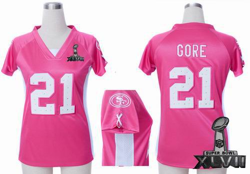Women Nike San Francisco 49ers #21 Frank Gore pink draft him ii top 2013 Super Bowl XLVII Jersey