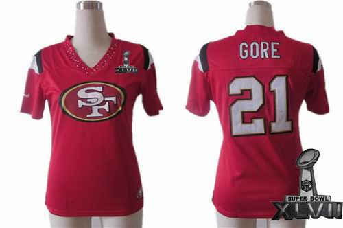 Women Nike San Francisco 49ers #21 Frank Gore red Field Flirt Fashion 2013 Super Bowl XLVII Jersey