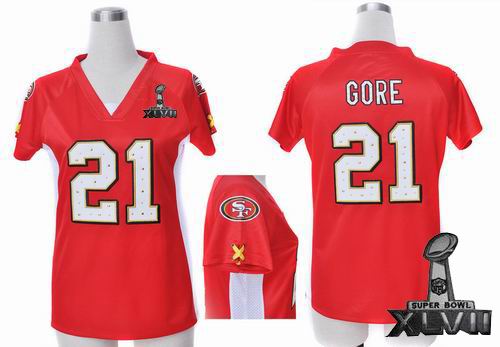 Women Nike San Francisco 49ers #21 Frank Gore red draft him ii top 2013 Super Bowl XLVII Jersey