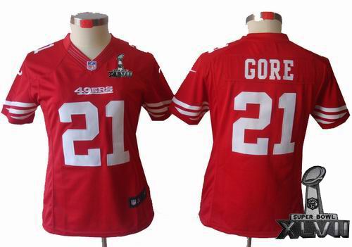 Women Nike San Francisco 49ers #21 Frank Gore red limited 2013 Super Bowl XLVII Jersey