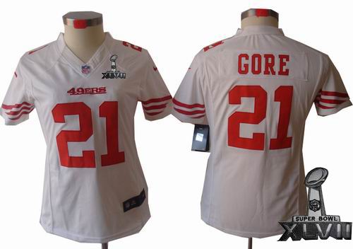 Women Nike San Francisco 49ers #21 Frank Gore white limited 2013 Super Bowl XLVII Jersey