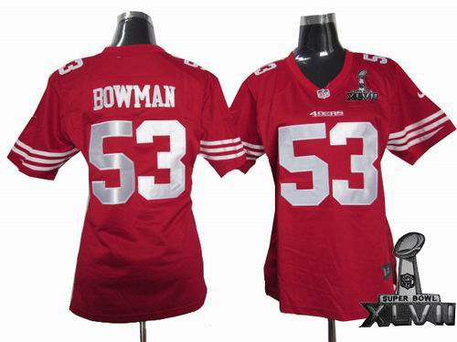 Women Nike San Francisco 49ers #53 NaVorro Bowman red game 2013 Super Bowl XLVII Jersey