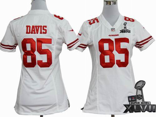 Women Nike San Francisco 49ers #85 Vernon Davis White game 2013 Super Bowl XLVII Jersey