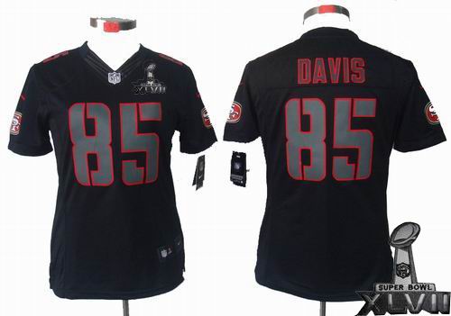 Women Nike San Francisco 49ers #85 Vernon Davis black Impact Limited 2013 Super Bowl XLVII Jersey