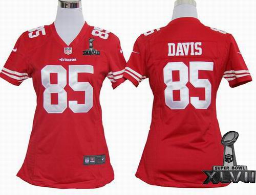 Women Nike San Francisco 49ers #85 Vernon Davis red game 2013 Super Bowl XLVII Jersey