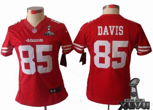 Women Nike San Francisco 49ers #85 Vernon Davis red limited 2013 Super Bowl XLVII Jersey