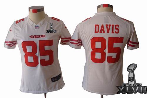 Women Nike San Francisco 49ers #85 Vernon Davis white limited 2013 Super Bowl XLVII Jersey