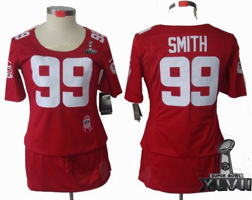 Women Nike San Francisco 49ers #99 Aldon Smith  Elite breast Cancer Awareness red 2013 Super Bowl XLVII Jersey