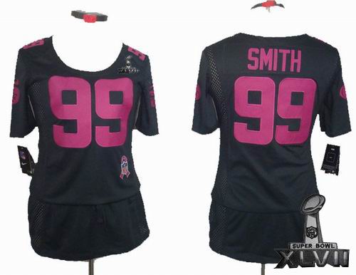 Women Nike San Francisco 49ers #99 Aldon Smith Elite breast Cancer Awareness Dark grey 2013 Super Bowl XLVII Jersey