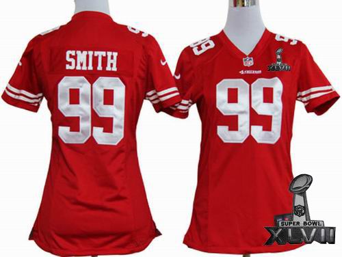 Women Nike San Francisco 49ers #99 Aldon Smith red game 2013 Super Bowl XLVII Jersey