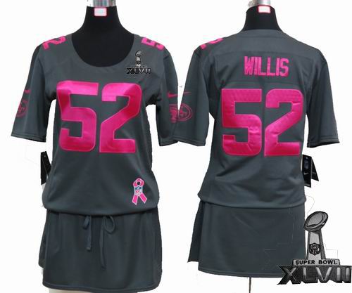 Women Nike San Francisco 49ers 52# Patrick Willis Elite breast Cancer Awareness Dark grey 2013 Super Bowl XLVII Jersey