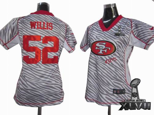 Women Nike San Francisco 49ers 52# Patrick Willis Zebra Field Flirt Fashion 2013 Super Bowl XLVII Jersey