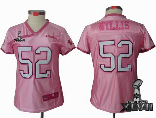 Women Nike San Francisco 49ers 52# Patrick Willis pink love elite 2013 Super Bowl XLVII Jersey