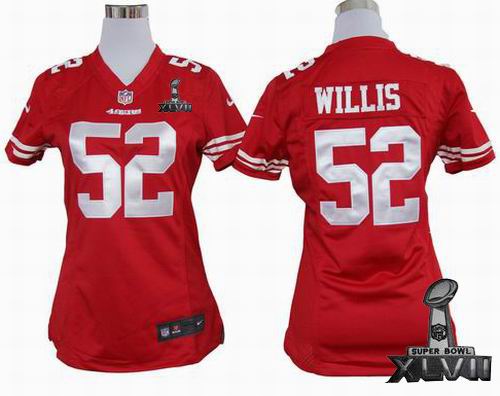Women Nike San Francisco 49ers 52# Patrick Willis red game 2013 Super Bowl XLVII Jersey