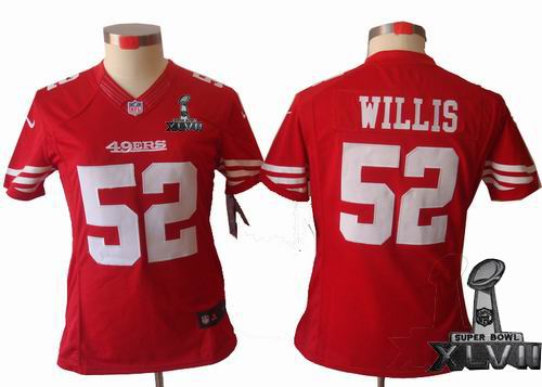 Women Nike San Francisco 49ers 52# Patrick Willis red limited 2013 Super Bowl XLVII Jersey