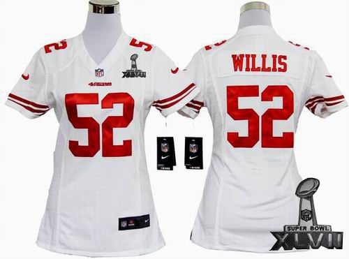 Women Nike San Francisco 49ers 52# Patrick Willis white game 2013 Super Bowl XLVII Jersey