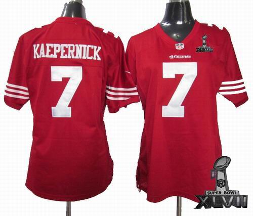 Women Nike San Francisco 49ers 7 Colin Kaepernick red game 2013 Super Bowl XLVII Jersey