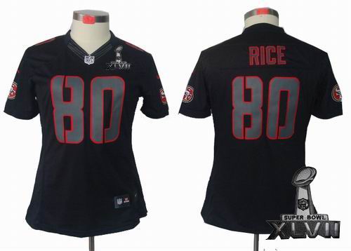Women Nike San Francisco 49ers 80# J.Rice black Impact Limited 2013 Super Bowl XLVII Jersey