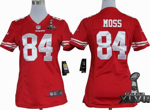 Women Nike San Francisco 49ers 84# Randy Moss red game 2013 Super Bowl XLVII Jersey