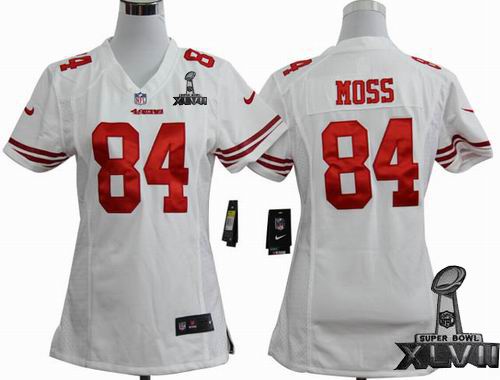 Women Nike San Francisco 49ers 84# Randy Moss white game 2013 Super Bowl XLVII Jersey