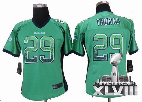 Women Nike Seattle Seahawks #29 Earl Thomas Green Elite Drift Fashion 2014 Super bowl XLVIII(GYM) Jersey