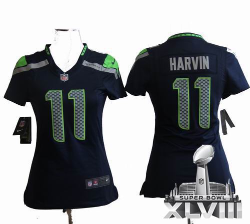 Women Nike Seattle Seahawks 11# Percy Harvin Game Team Color 2014 Super bowl XLVIII(GYM) Jersey