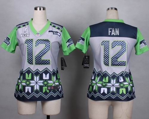 Women Nike Seattle Seahawks 12th Fan Noble Fashion elite jerseys 2015 Super Bowl XLIX Jersey
