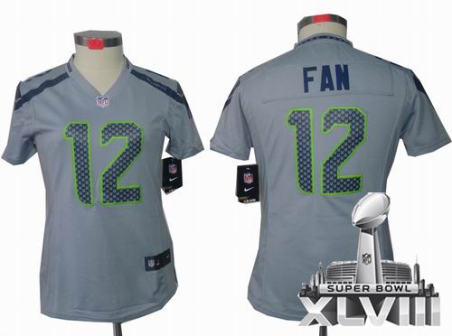 Women Nike Seattle Seahawks 12th Fan limited grey 2014 Super bowl XLVIII(GYM) Jersey
