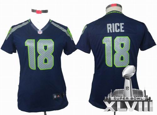 Women Nike Seattle Seahawks 18# Sidney Rice team color limited 2014 Super bowl XLVIII(GYM) Jersey