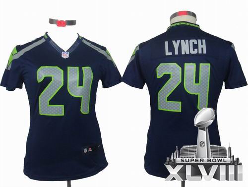 Women Nike Seattle Seahawks 24# Marshawn Lynch Team color limited 2014 Super bowl XLVIII(GYM) Jersey