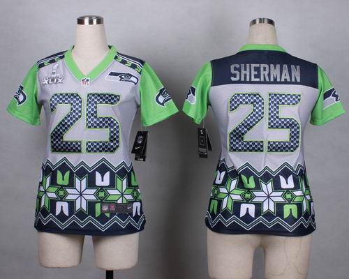Women Nike Seattle Seahawks 25# Richard Sherman Noble Fashion elite jerseys 2015 Super Bowl XLIX Jersey