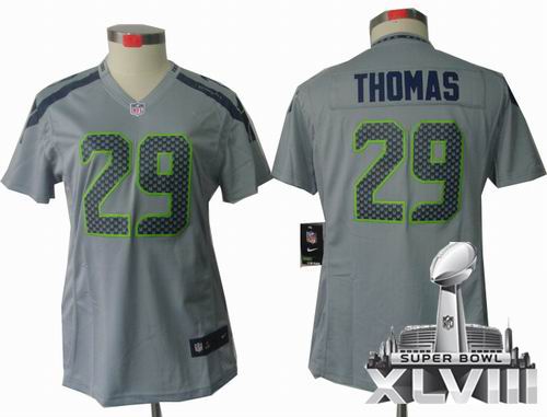 Women Nike Seattle Seahawks 29# Earl Thomas grey limited 2014 Super bowl XLVIII(GYM) Jersey