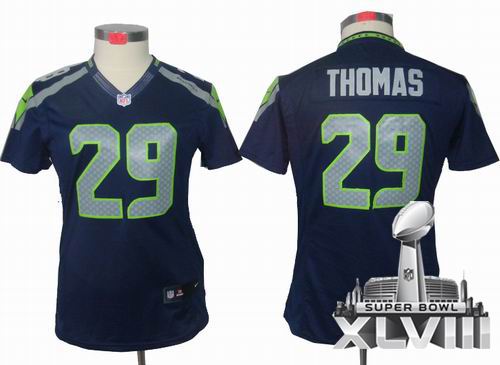 Women Nike Seattle Seahawks 29# Earl Thomas team color limited 2014 Super bowl XLVIII(GYM) Jersey
