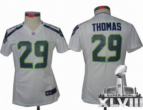 Women Nike Seattle Seahawks 29# Earl Thomas white limited 2014 Super bowl XLVIII(GYM) Jersey