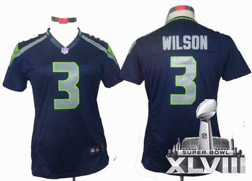 Women Nike Seattle Seahawks 3# Russell Wilson Team Color limited 2014 Super bowl XLVIII(GYM) Jersey