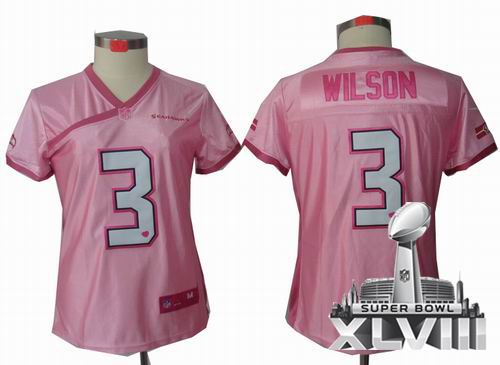 Women Nike Seattle Seahawks 3# Russell Wilson pink love elite 2014 Super bowl XLVIII(GYM) Jersey