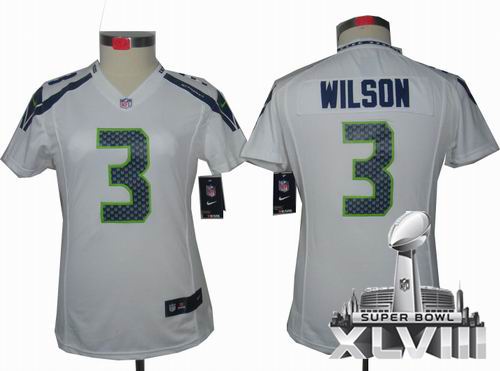 Women Nike Seattle Seahawks 3# Russell Wilson white limited 2014 Super bowl XLVIII(GYM) Jersey