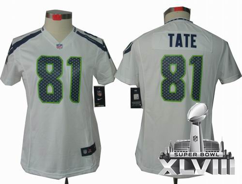 Women Nike Seattle Seahawks 81# Golden Tate limited white 2014 Super bowl XLVIII(GYM) Jersey