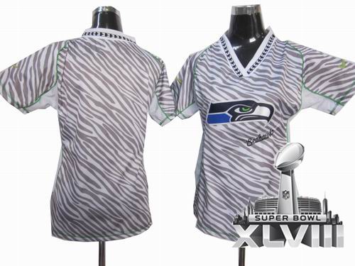 Women Nike Seattle Seahawks blank Zebra Field Flirt Fashion 2014 Super bowl XLVIII(GYM) Jersey