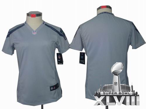 Women Nike Seattle Seahawks blank grey limited 2014 Super bowl XLVIII(GYM) Jersey