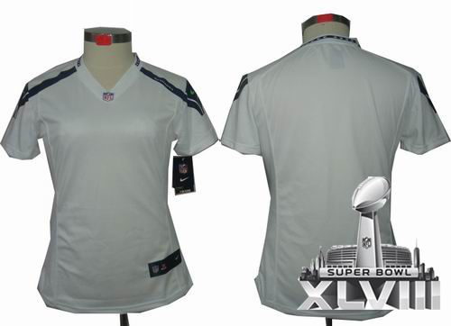 Women Nike Seattle Seahawks blank limited white 2014 Super bowl XLVIII(GYM) Jersey