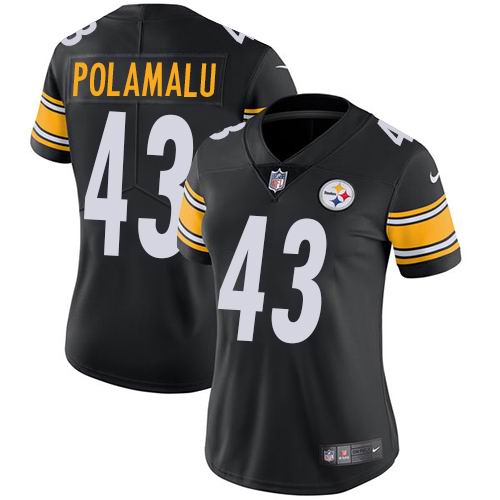 Women Nike Steelers #43 Troy Polamalu Black Team Color Vapor Untouchable Limited Jersey